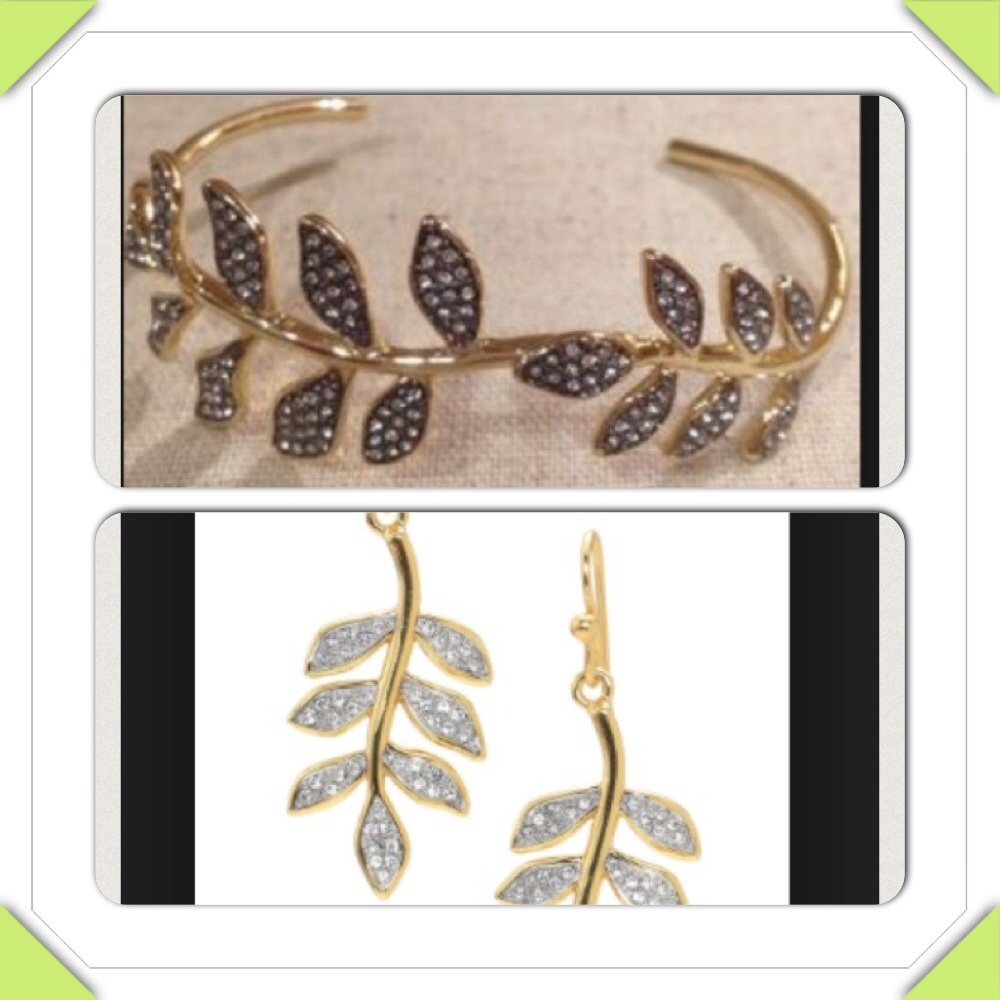 Stella and dot leaf earrings and bracelet